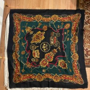 Vintage Style Scarf with Carriage Print